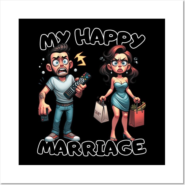 Marital Bliss Comic Design Wall Art by vk09design